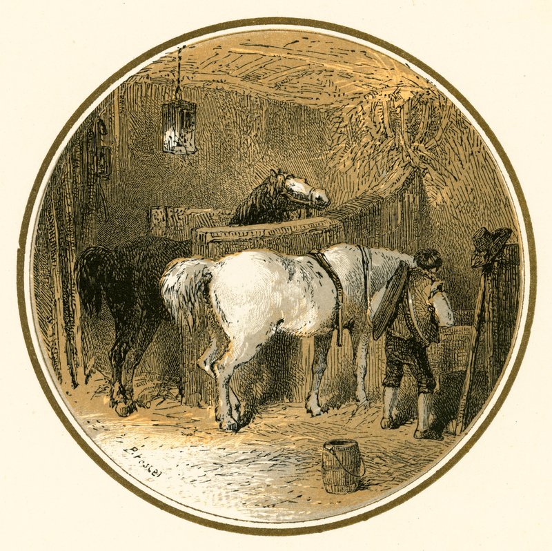 Pferde im Stall von Myles Birket Foster