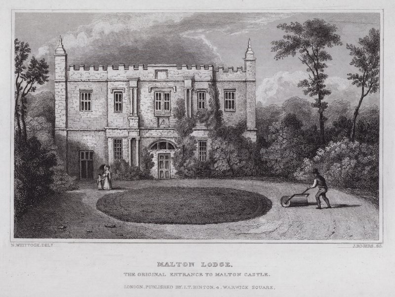 Malton Lodge, der ursprüngliche Eingang zum Malton Castle von Nathaniel (after) Whittock