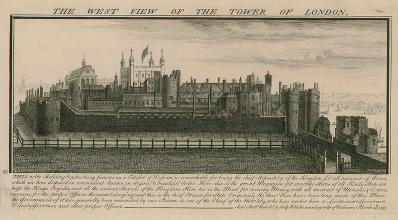 Westansicht des Tower of London von Nathaniel and Samuel Buck