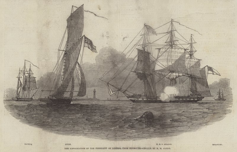 Die Einschiffung des Präsidenten von Liberia, von Plymouth von Nicholas Matthews Condy