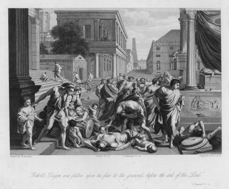 Der Fall von Dagon, I Samuel V, 4 von Nicolas (after) Poussin