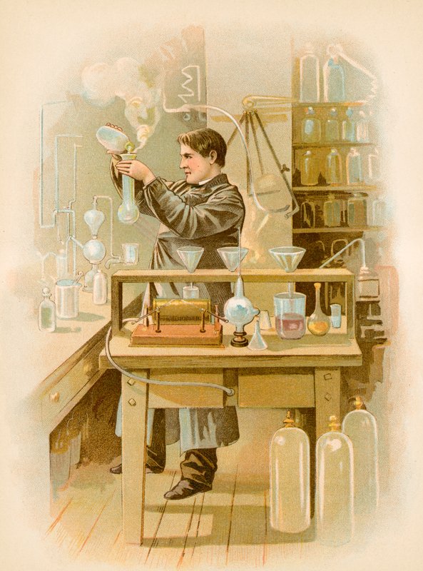 Thomas Edison in seinem Labor von North American