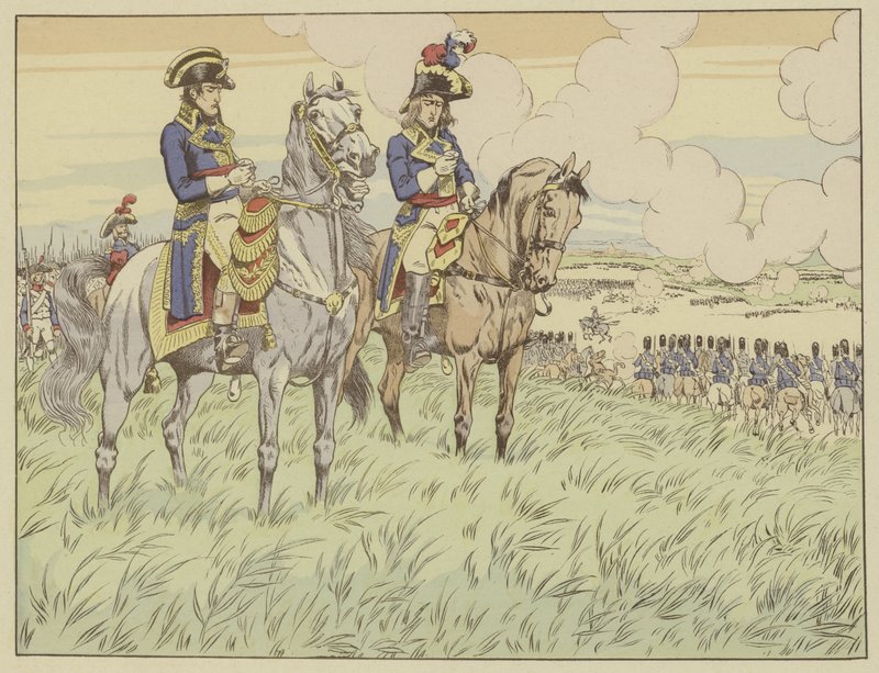Napoleon und General Louis Desaix in der Schlacht von Marengo, 24. Juni 1800 von Onfray de Breville Job