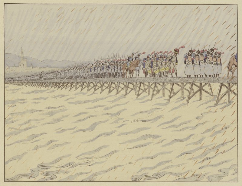 Napoleon und seine Armee überqueren den Rhein bei Kehl, 1. Oktober 1805 von Onfray de Breville Job