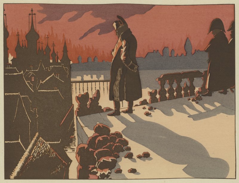 Napoleon beobachtet das brennende Moskau, 15.-16. September 1812 von Onfray de Breville Job
