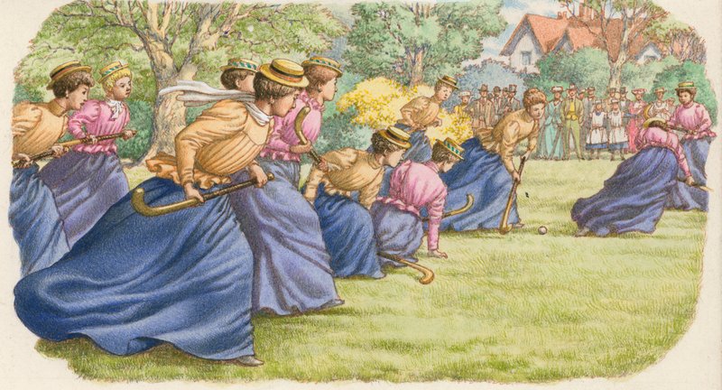 Hockey, gespielt von Frauen in langen Röcken von Pat (1907-95) Nicolle