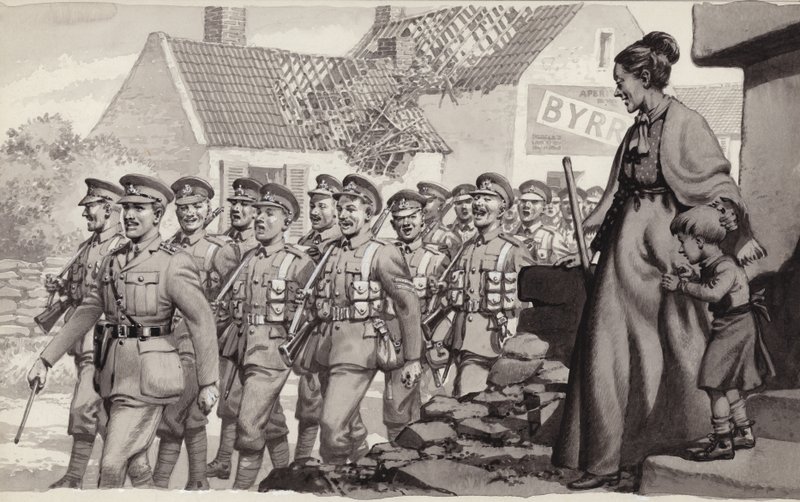 Britische Soldaten marschieren von Pat (1907 95) Nicolle