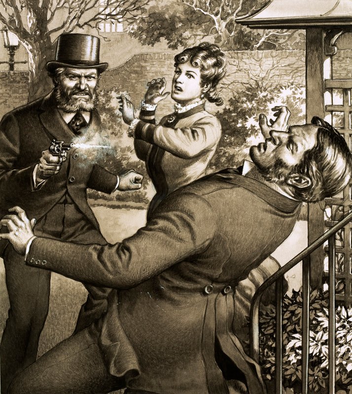Charles Peace, der berüchtigte Einbrecher und Mörder, erschießt eines seiner Opfer von Pat (1907 95) Nicolle