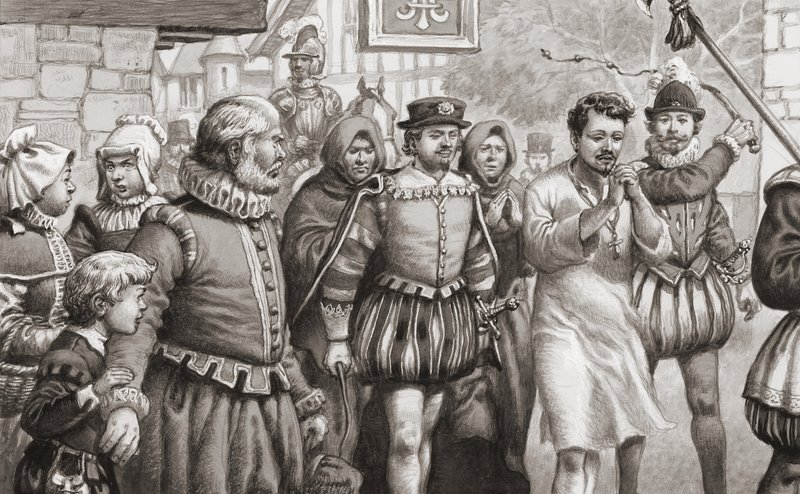 König Heinrich III. von Frankreich tut Buße, indem er in einem Bußhemd durch die Straßen von Paris geht und gepeitscht wird von Pat (1907 95) Nicolle