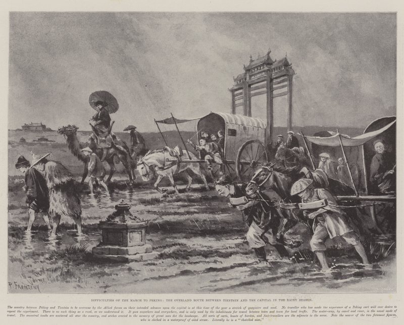 Schwierigkeiten des Marsches nach Peking, die Überlandroute zwischen Tientsin und der Hauptstadt in der Regenzeit von Paul Frenzeny