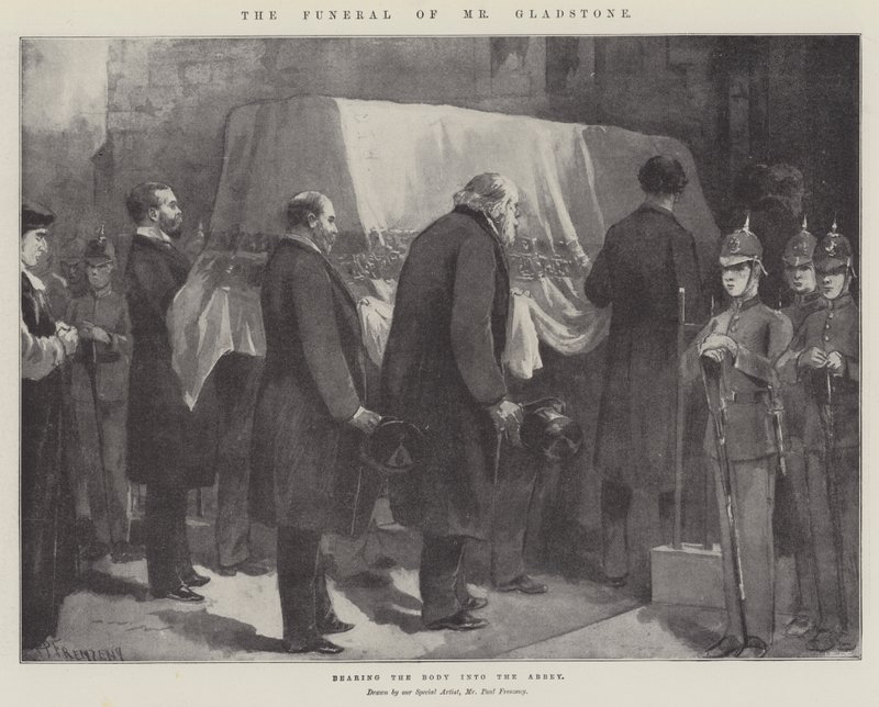 Die Beerdigung von Mr. Gladstone, das Tragen des Körpers in die Abtei von Paul Frenzeny