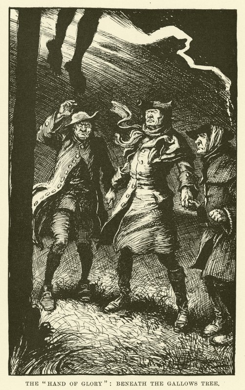 Die "Hand des Ruhms", Unter dem Galgenbaum (Gravur) von Paul Hardy