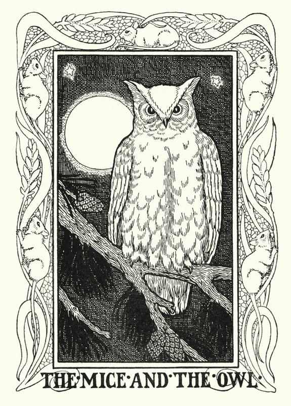 Fabeln von La Fontaine: Die Mäuse und die Eule von Percy James Billinghurst