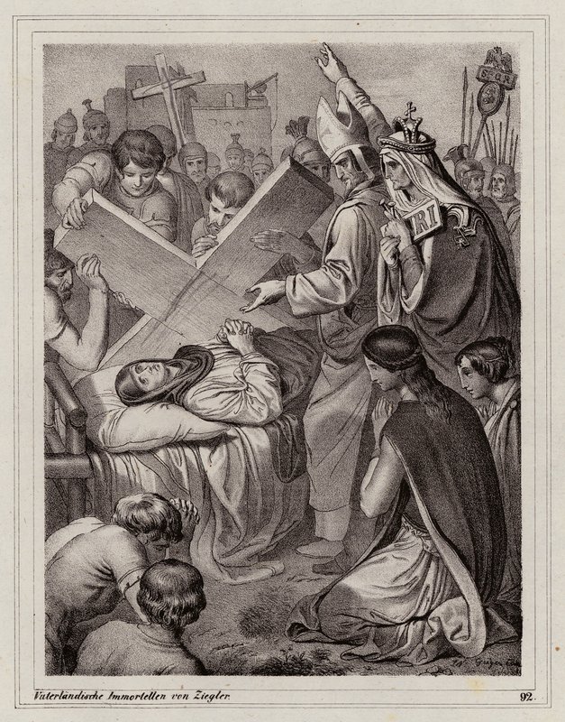 St. Helena und die Entdeckung des Wahren Kreuzes, 325 (Gravur) von Peter Johann Nepomuk Geiger
