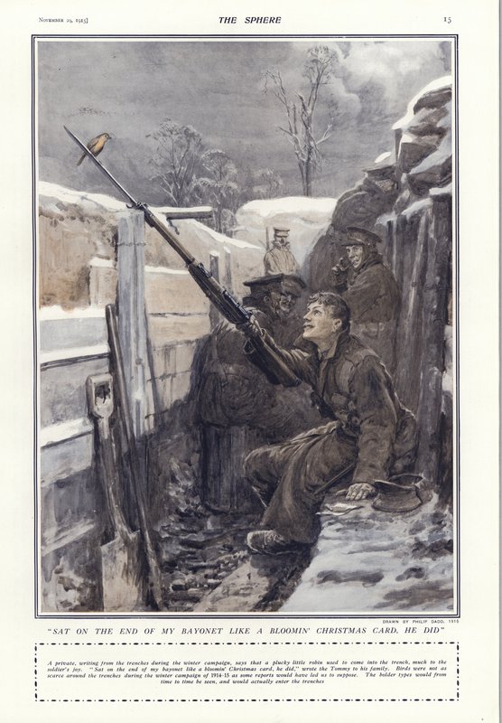 Er saß auf dem Ende meines Bajonetts wie eine blühende Weihnachtskarte von Philip Dadd