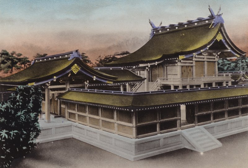 Japan, ca. 1912: Hauptgebäude des Meiji Jingu, Schrein, Tokio von Photographer Japanese