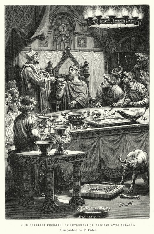 Ich werde Treue halten, sonst soll ich mit Judas zugrunde gehen! (Gravur) von Pierre Fritel