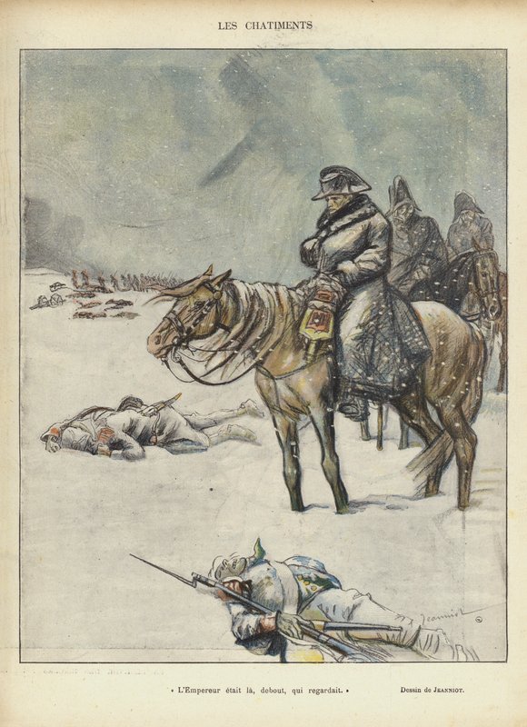 Napoleon auf dem Rückzug aus Moskau, Illustration für Le Rire von Pierre Georges Jeanniot
