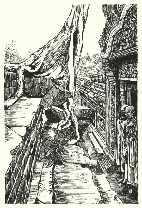 Im zweiten Stockwerk, Baphuon (Gravur) von Pierre Jeannerat de Beerski