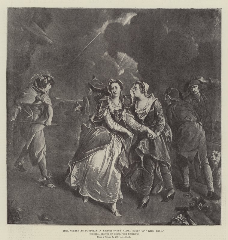Mrs Cibber als Cordelia in Nahum Tates hinzugefügter Szene von König Lear von Pieter van Bleeck