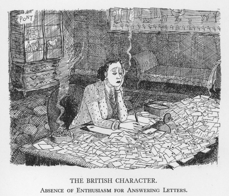 Der britische Charakter, Mangel an Begeisterung für das Beantworten von Briefen von Pont