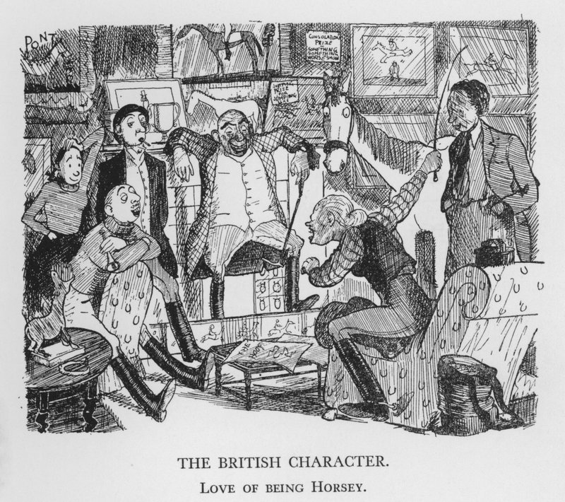 Der britische Charakter, Liebe zum Pferdesport (Lithografie) von Pont