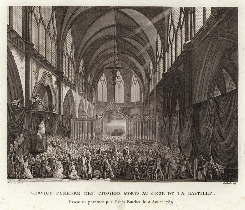 Trauergottesdienst für Bürger, die bei der Belagerung der Bastille getötet wurden von Prieur