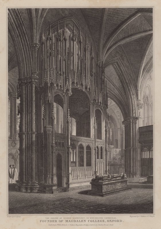 Das Heiligtum von Bischof Waynflete, Gründer des Magdalen College, Oxford, in der Kathedrale von Winchester von R. (after) Essex