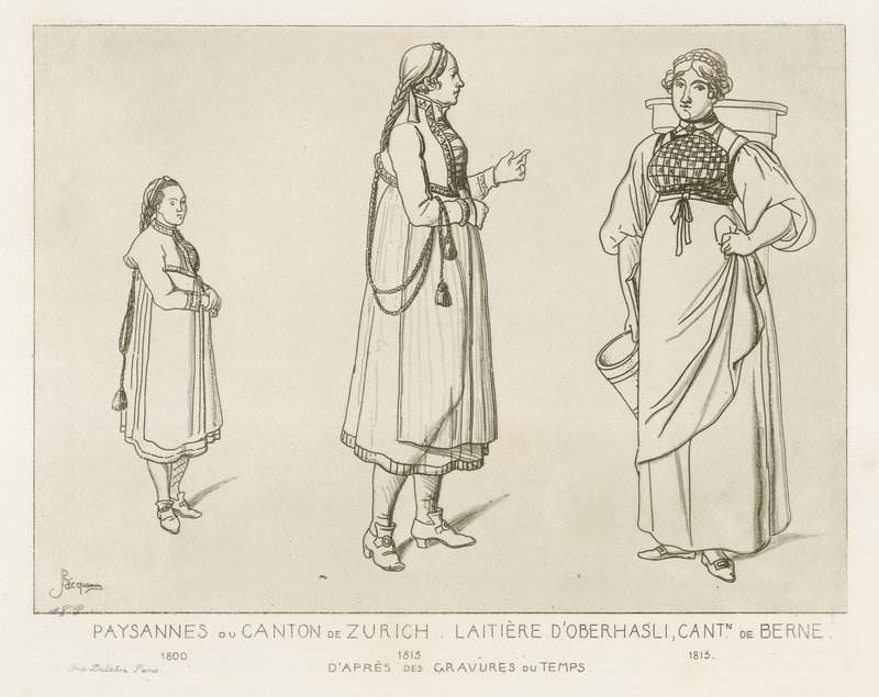 Bauern aus dem Kanton Zürich und Milchmädchen aus Oberhasli im Kanton Bern von Raphael Jacquemin