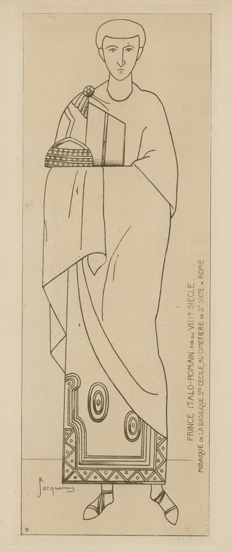 Prinz Italo-Romaine. Ende des VIII. Jahrhunderts. Mosaik der Basilika St. Cäcilia, auf dem Friedhof von St. Sixtus in Rom von Raphael Jacquemin