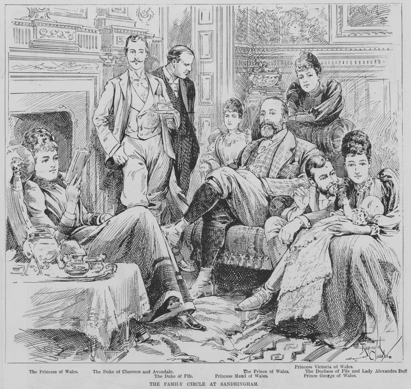 Der Prinz und die Prinzessin von Wales und Mitglieder ihrer Familie in Sandringham, Norfolk von Reginald Thomas Cleaver