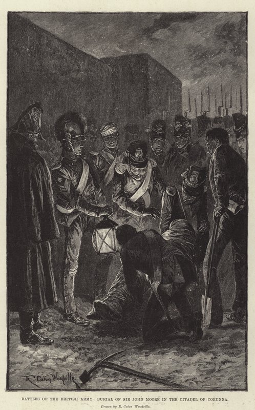 Schlachten der britischen Armee, Beerdigung von Sir John Moore in der Zitadelle von Corunna von Richard Caton Woodville junior