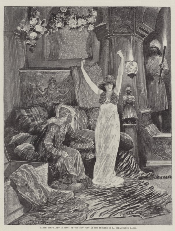 Sarah Bernhardt als Izeyl, im neuen Stück im Théâtre de la Renaissance, Paris von Richard Caton Woodville junior