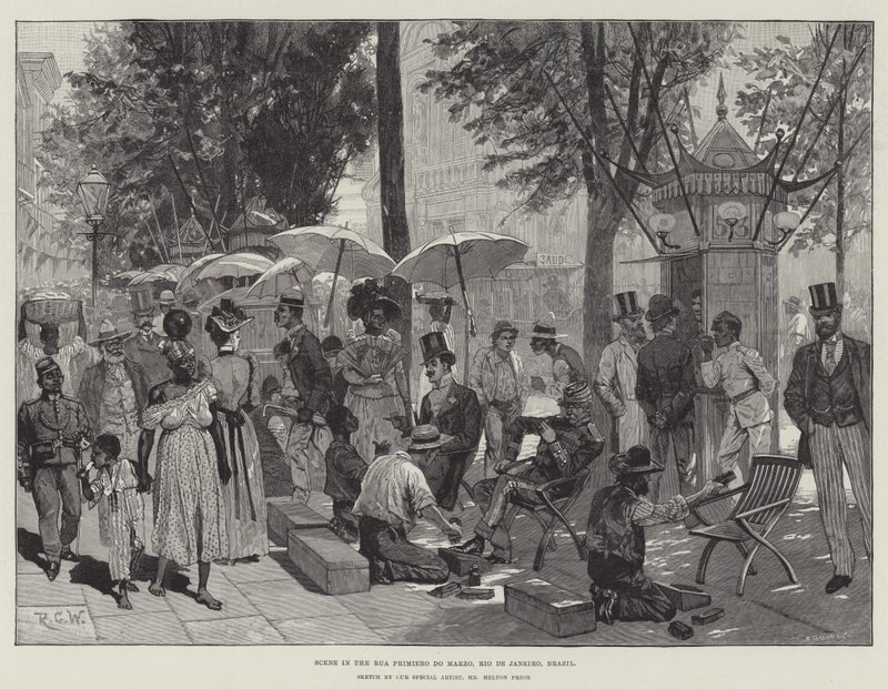 Szene in der Rua Primiero do Marzo, Rio de Janeiro, Brasilien von Richard Caton Woodville junior