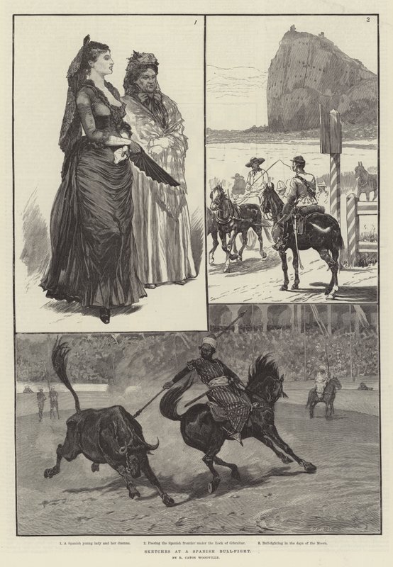 Skizzen bei einem spanischen Stierkampf von Richard Caton Woodville junior
