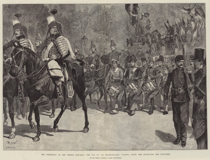 Das Jahrhundert der Französischen Republik, der Wagen der Marseillaise fährt entlang des Boulevard des Capucines von Richard Caton Woodville junior