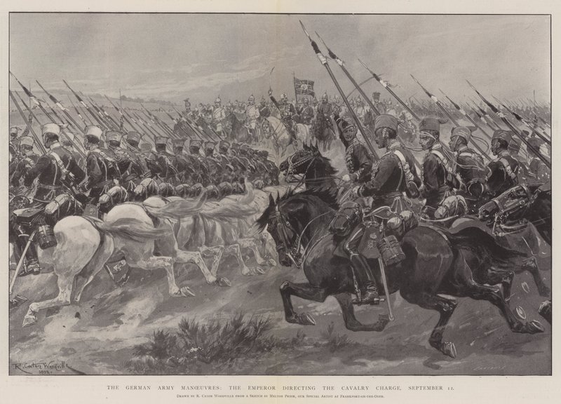 Die deutschen Armeemanöver, der Kaiser leitet den Kavallerieangriff, 12. September von Richard Caton Woodville junior