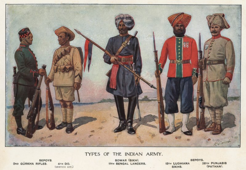 Soldaten der indischen Armee (farbige Lithografie) von Richard (after) Simkin