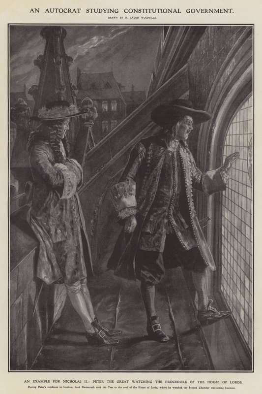 Ein Autokrat studiert die konstitutionelle Regierung (Lithografie) von Richard Caton II (after) Woodville