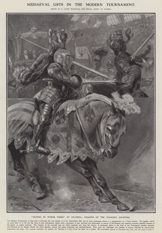 Mittelalterliche Listen im modernen Turnier (Lithografie) von Richard Caton II (after) Woodville