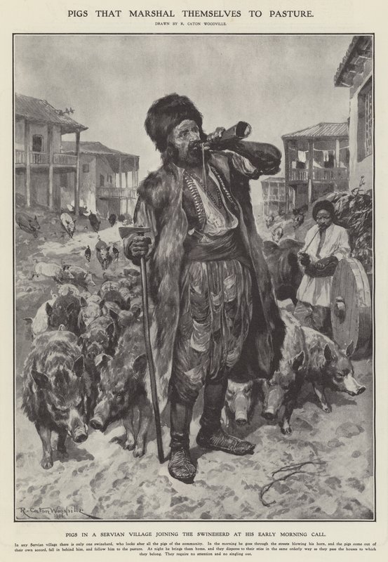 Schweine, die sich zur Weide marschieren (Lithografie) von Richard Caton II (after) Woodville