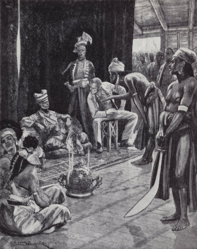 Sir James Brooke verhandelt einen Vertrag mit dem Sultan von Brunei zur Gründung einer britischen Kolonie auf Borneo von Richard Caton II (after) Woodville