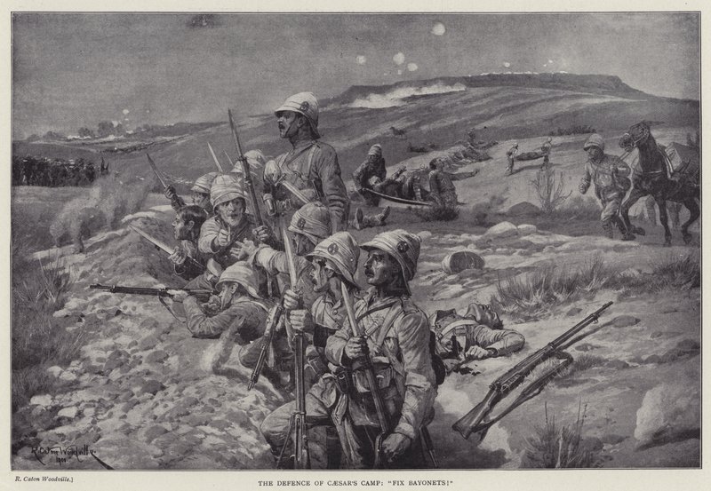 Die Verteidigung von Caesars Lager, "Bajonette aufpflanzen!" (Lithografie) von Richard Caton II (after) Woodville