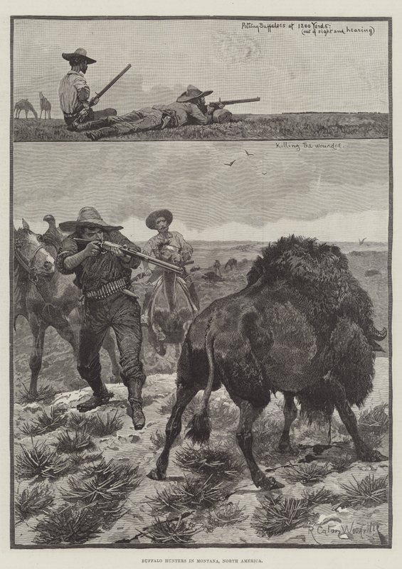 Büffeljäger in Montana, Nordamerika von Richard Caton Woodville junior