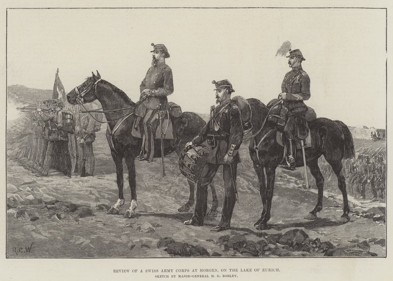 Überprüfung eines Schweizer Armeekorps in Horgen am Zürichsee von Richard Caton Woodville junior