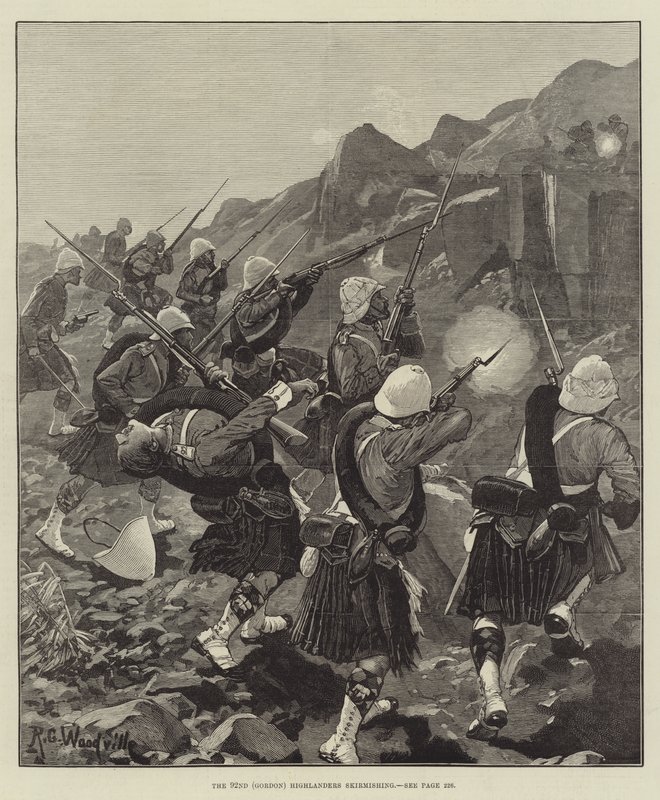 Die 92. (Gordon) Highlanders im Scharmützel von Richard Caton Woodville junior