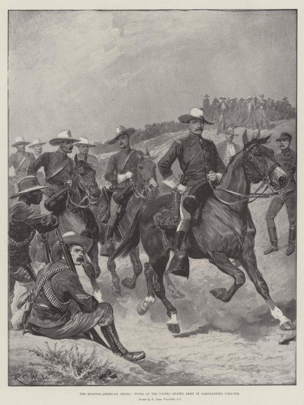 Die Spanisch-Amerikanische Krise, Typen der US-Armee in Felduniform von Richard Caton Woodville junior
