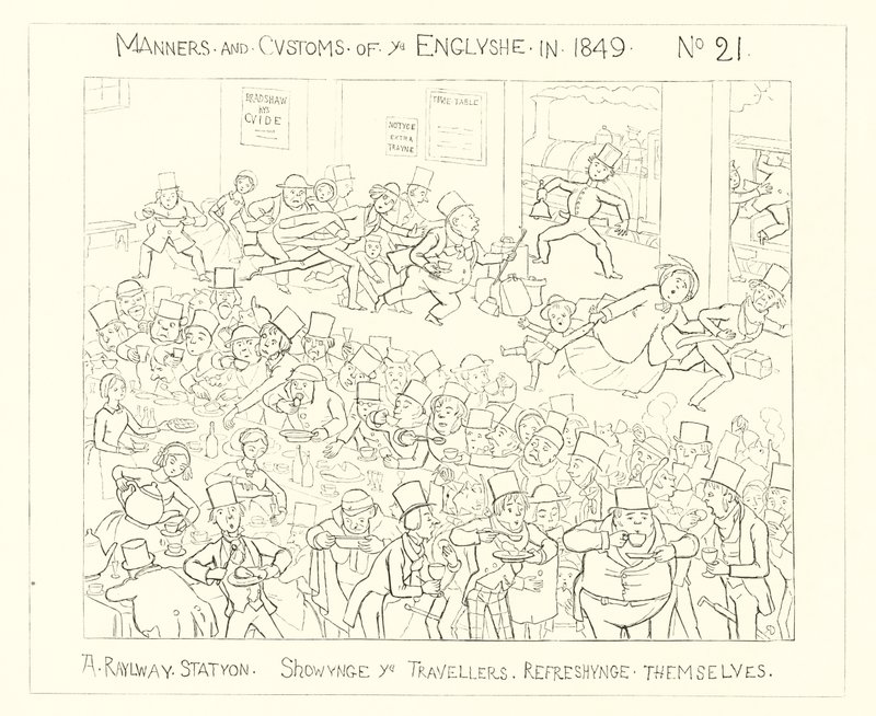 1849, Ein Bahnhof zeigt die Reisenden, die sich erfrischen von Richard Doyle