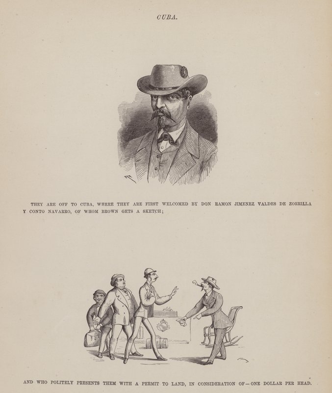 Seite aus Die amerikanische Tour von Messrs Brown, Jones und Robinson (Gravur) von Richard Doyle