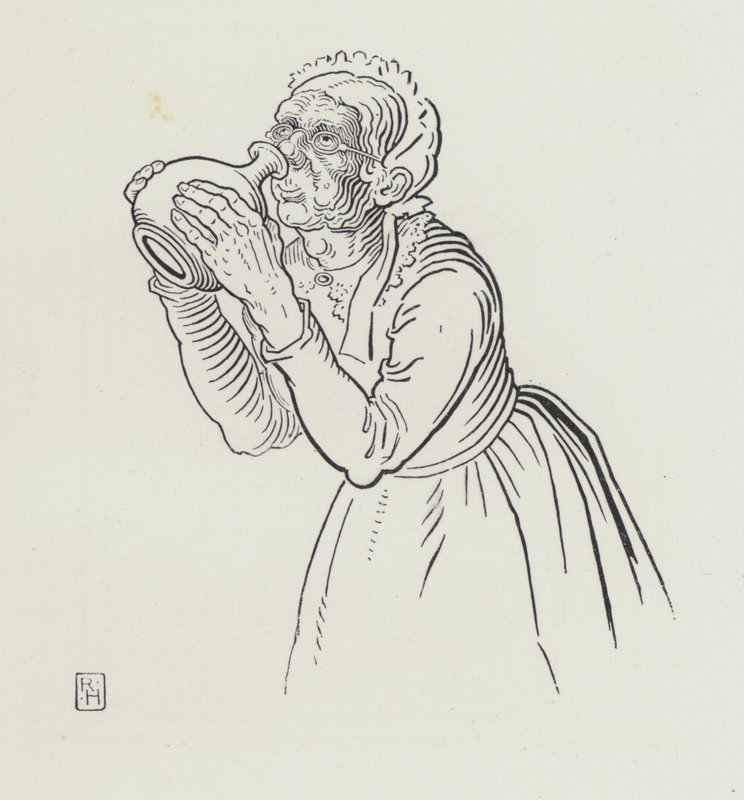 Die alte Frau und der Weinkrug (Gravur) von Richard Heighway